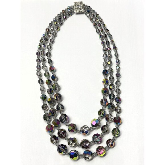 Vintage multi strand faceted crystal necklace - Picture 1 of 5